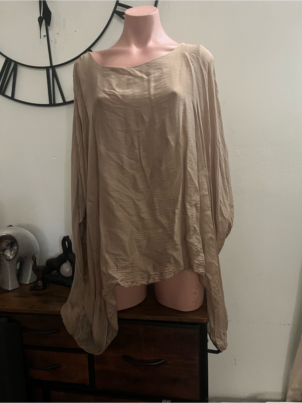 #330 Light Beige Flowing Tunic Top